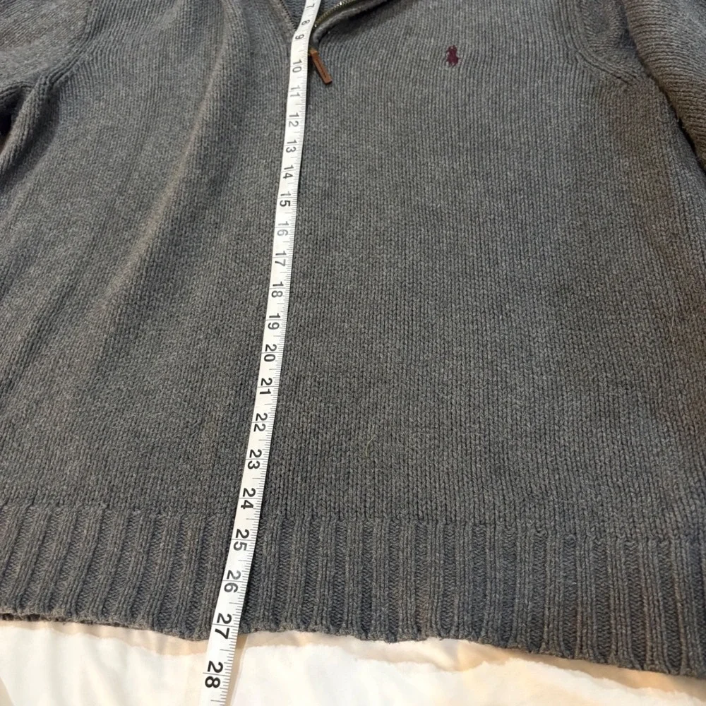 Polo Ralph Lauren Mens Grey 100% Cotton Quarter Zip Shaker Knit Sweater Large
